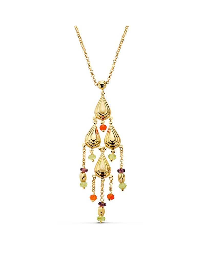 Collar oro 18k amarillo piedras multicolor 42cm