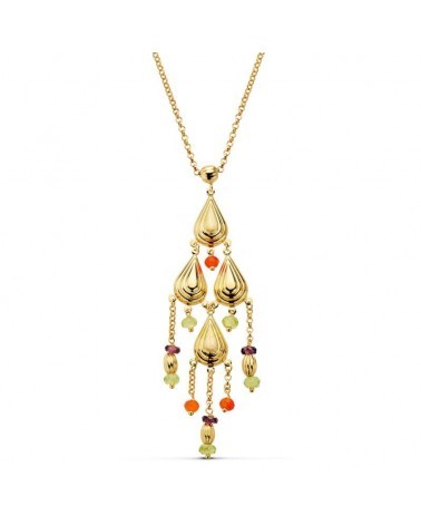 Collar oro 18k amarillo piedras multicolor 42cm