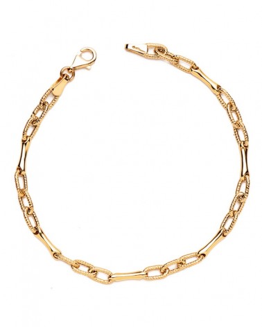 Pulsera oro 18k amarillo eslabones mixtos 19cm