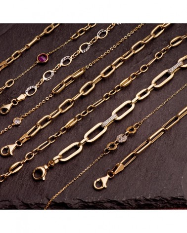 Pulsera oro amarillo 18k eslabones huecos 5mm 19cm