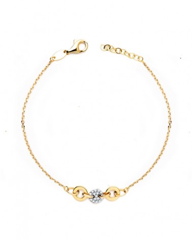 Pulsera oro 18k bicolor circonita cadena forzada 19cm