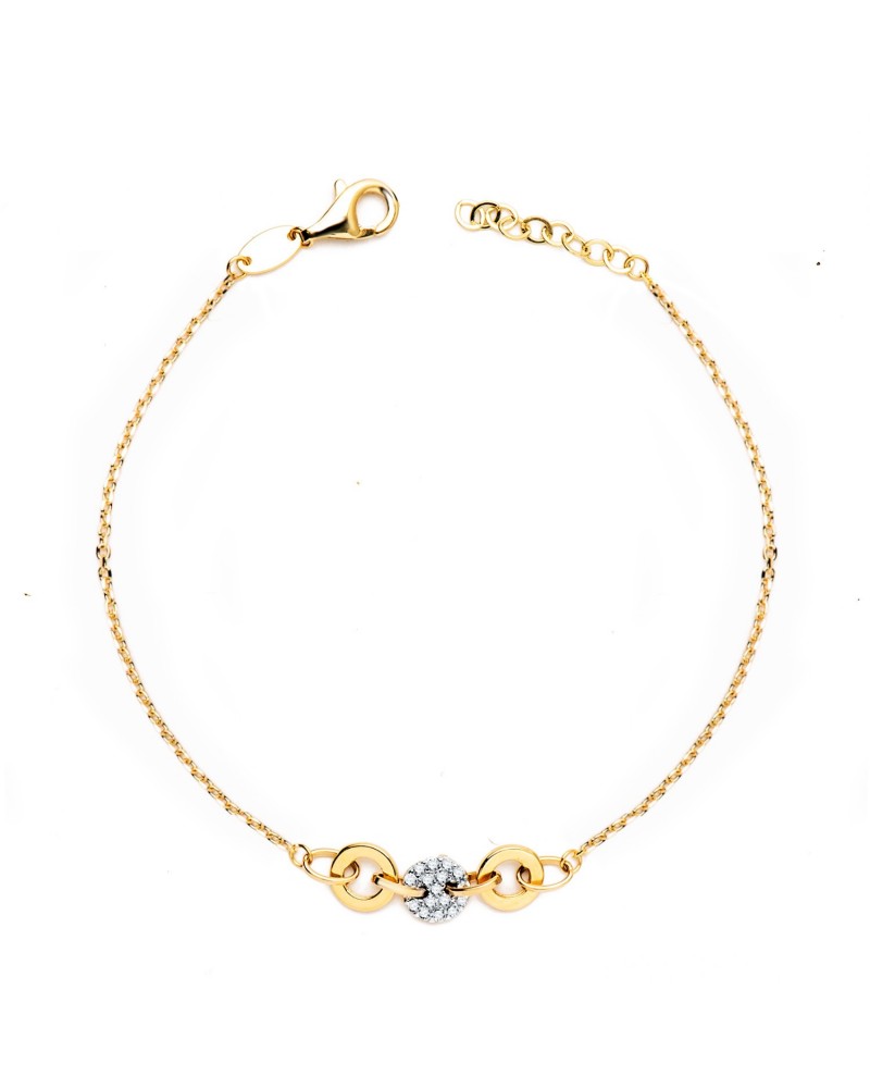 Pulsera oro 18k bicolor circonita cadena forzada 19cm