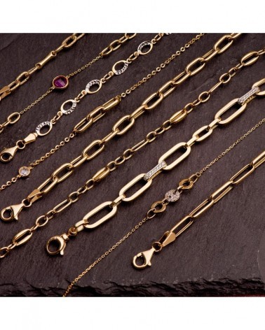 Pulsera oro 18k bicolor circonita cadena forzada 19cm