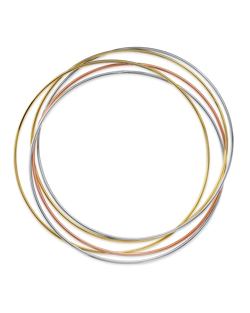 Pulsera oro 18k tricolor 5 aros lisos diámetro 62mm