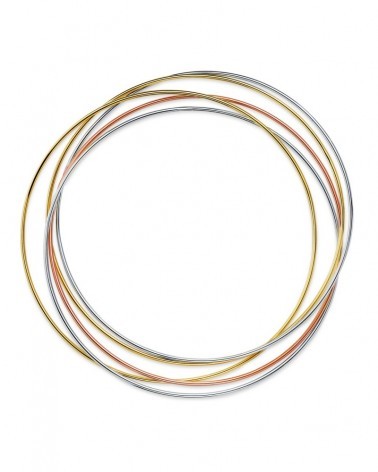 Pulsera oro 18k tricolor 5 aros lisos diámetro 62mm