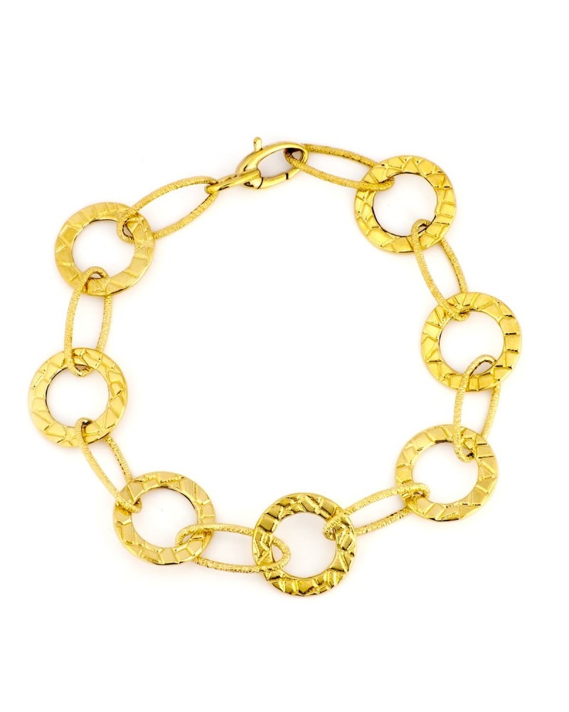 Pulsera oro 18k eslabones circulares texturizados