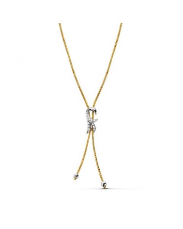 Gargantilla oro 18k bicolor flor de lis ajustable 45cm