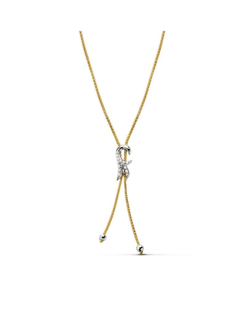 Gargantilla oro 18k bicolor flor de lis ajustable 45cm