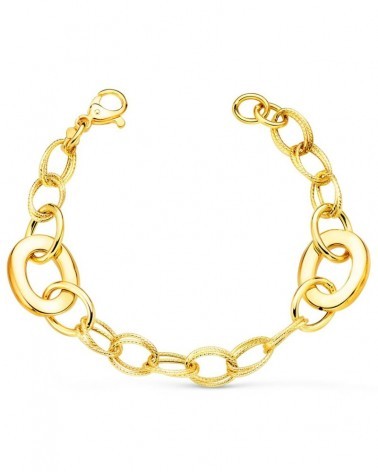 Pulsera oro 18k eslabones huecos ancho 16mm 20cm