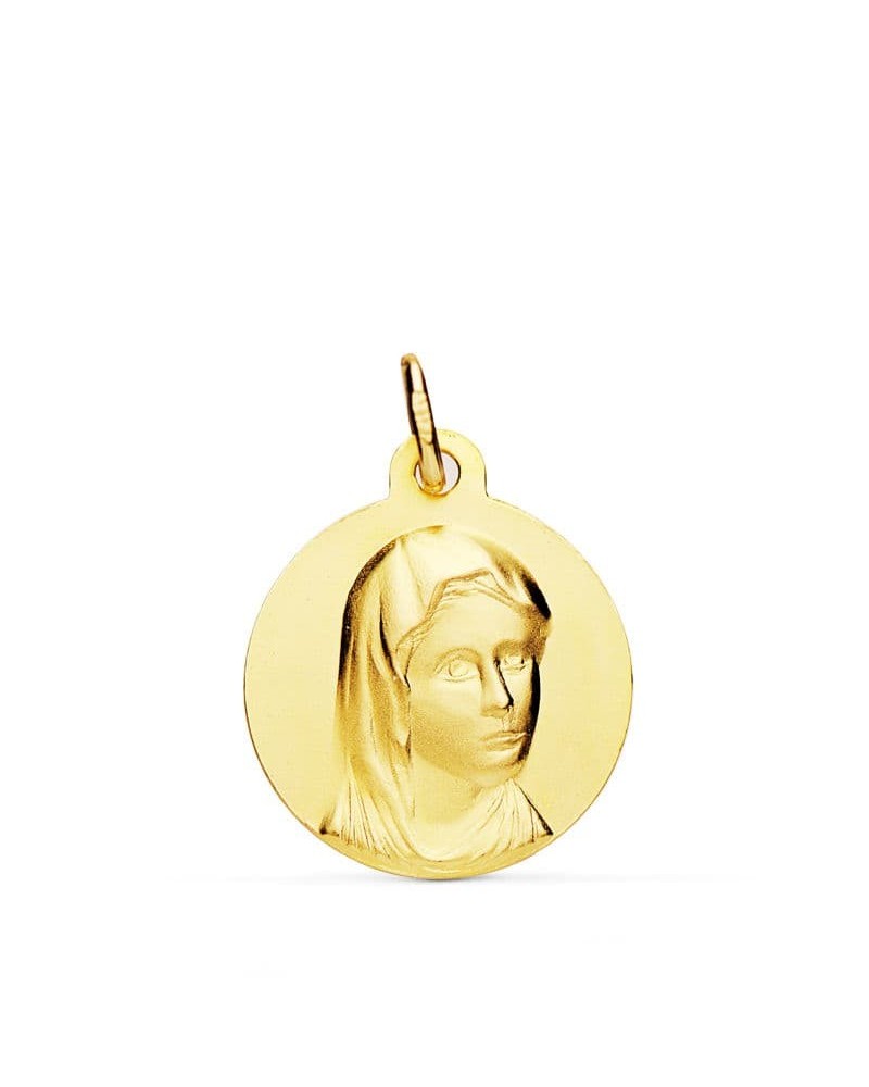 Medalla oro 18k Virgen María Francesa 16mm