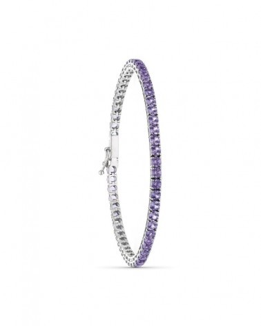 Pulsera oro blanco 18k amatistas 19cm