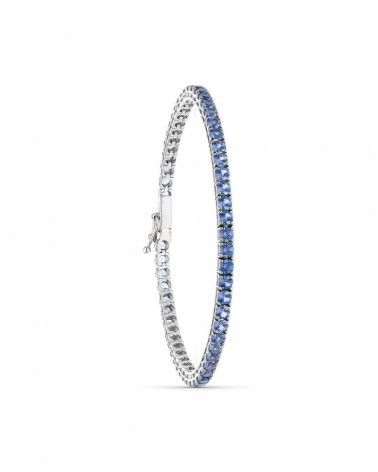Pulsera oro blanco 18k piedras azules 19cm