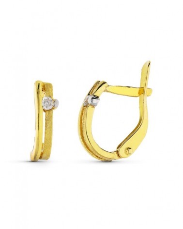Pendientes oro 18k bicolor diamantes naturales 9x3mm