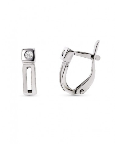 Pendientes oro blanco 18k diamantes cierre catalán