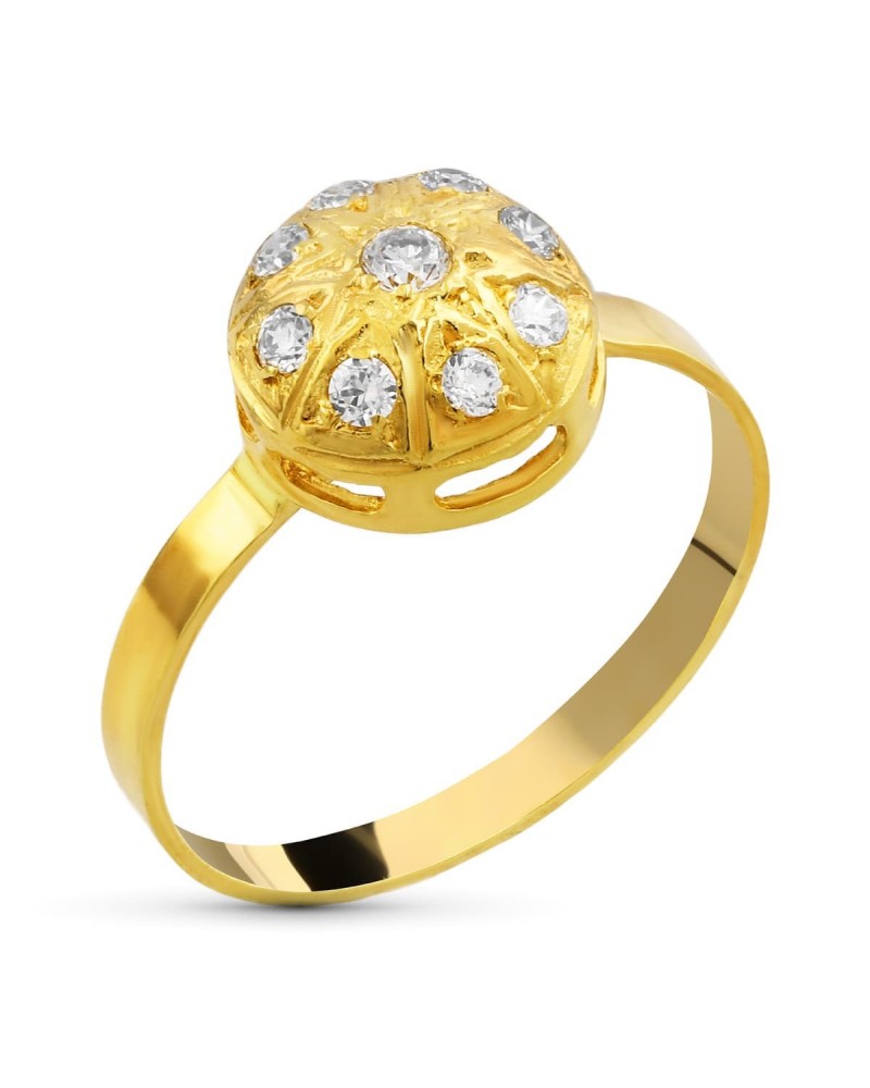 Sortija oro 18k circonitas motivo redondo 9,5mm