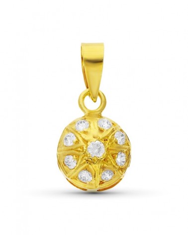Colgante oro 18k amarillo circonitas redondo 13x9 mm