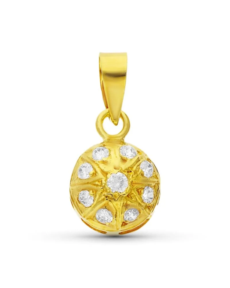 Colgante oro 18k amarillo circonitas redondo 13x9 mm