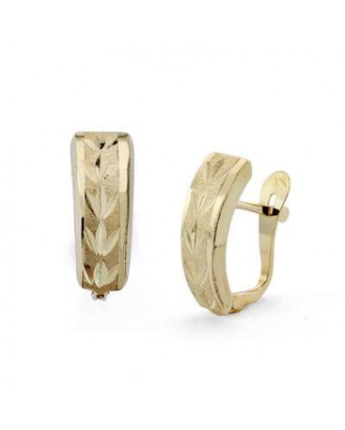 Pendientes oro 18k lapidados cierre catalán 14x5mm