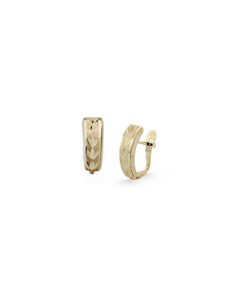 Pendientes oro 18k lapidados cierre catalán 14x5mm