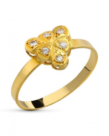 Sortija oro 18k amarillo flor circonitas 9,5mm