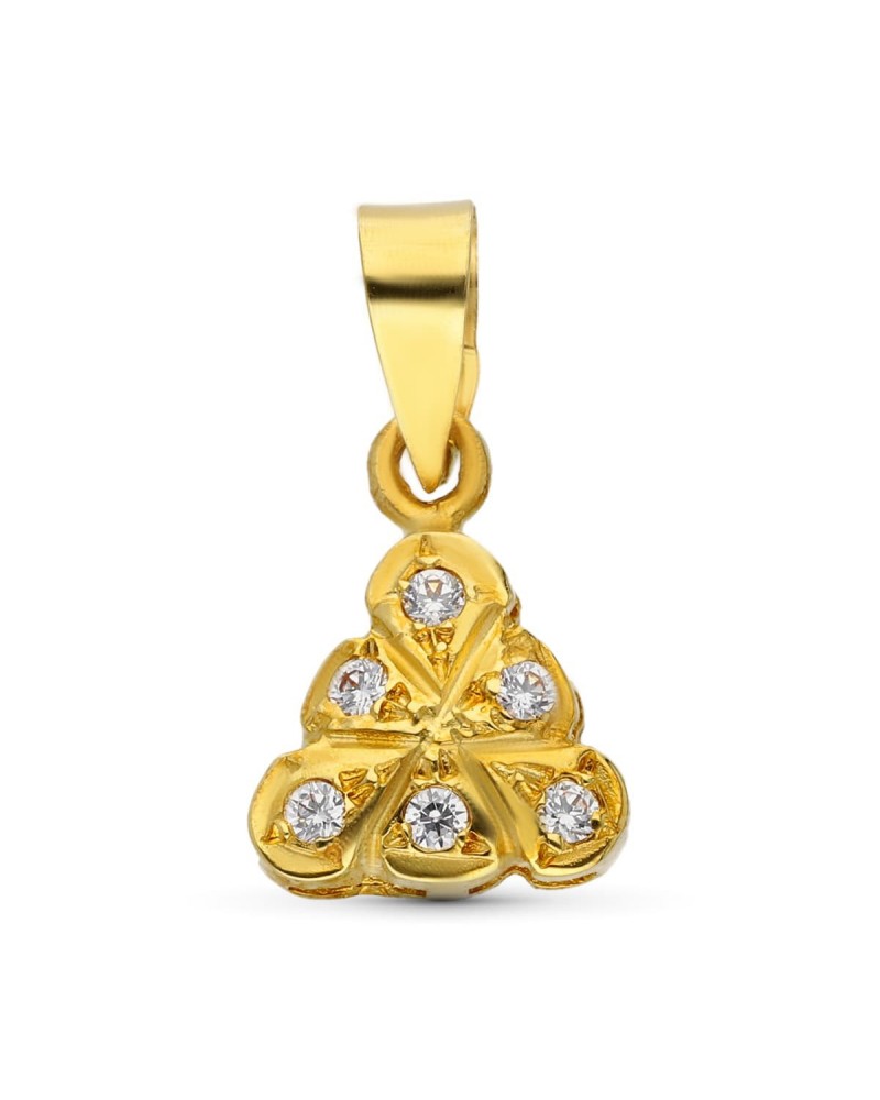 Colgante oro 18k circonitas forma triángulo 9mm