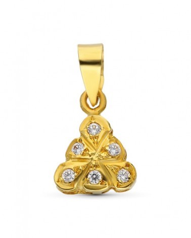 Colgante oro 18k circonitas forma triángulo 9mm