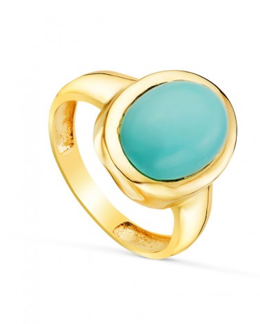 Sortija oro 18k turquesa oval 14x10mm
