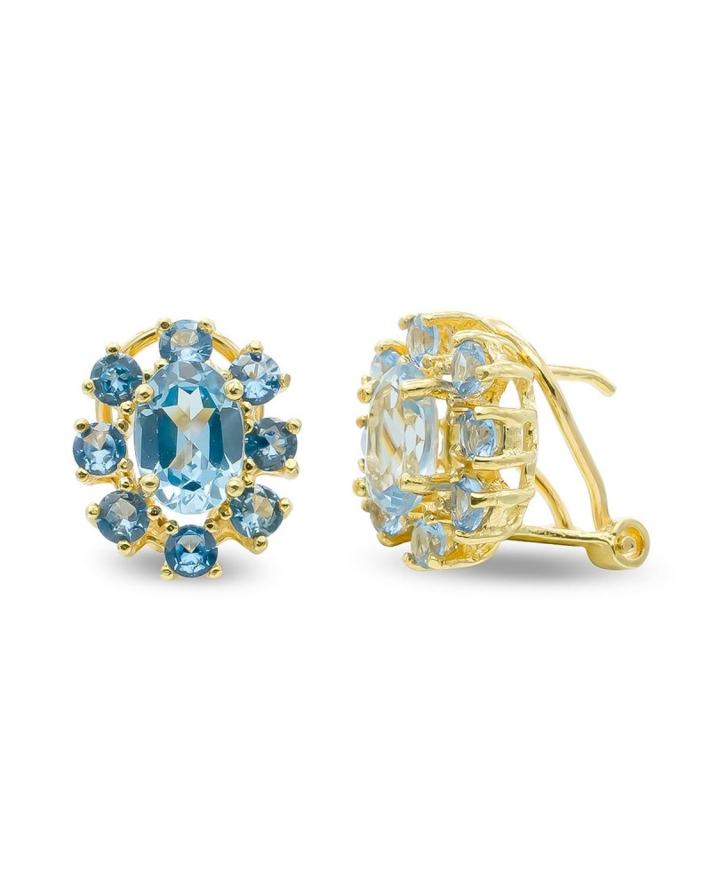 Pendientes oro 18k aguamarina cierre omega
