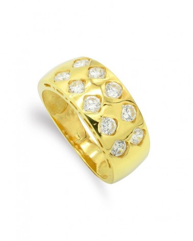 Sortija oro 18k circonitas engastadas ancho 8mm