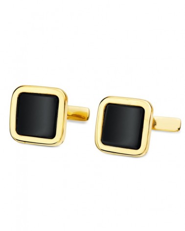 Gemelos oro 18k ónix negro cuadrados 14mm