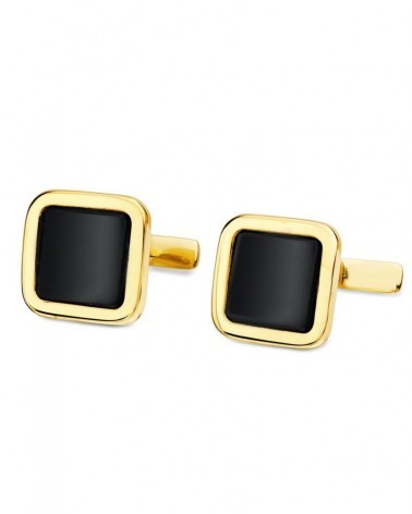 Gemelos oro 18k ónix negro cuadrados 14mm