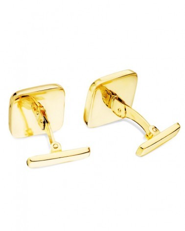 Gemelos oro 18k ónix negro cuadrados 14mm