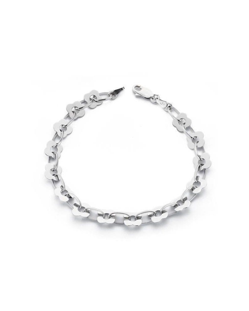 Pulsera oro blanco 18k eslabones 18,5 cm