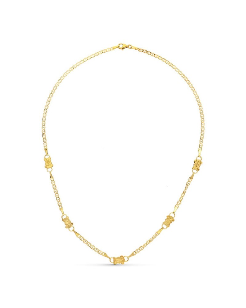 Gargantilla oro 18k amarillo motivos osos 45cm