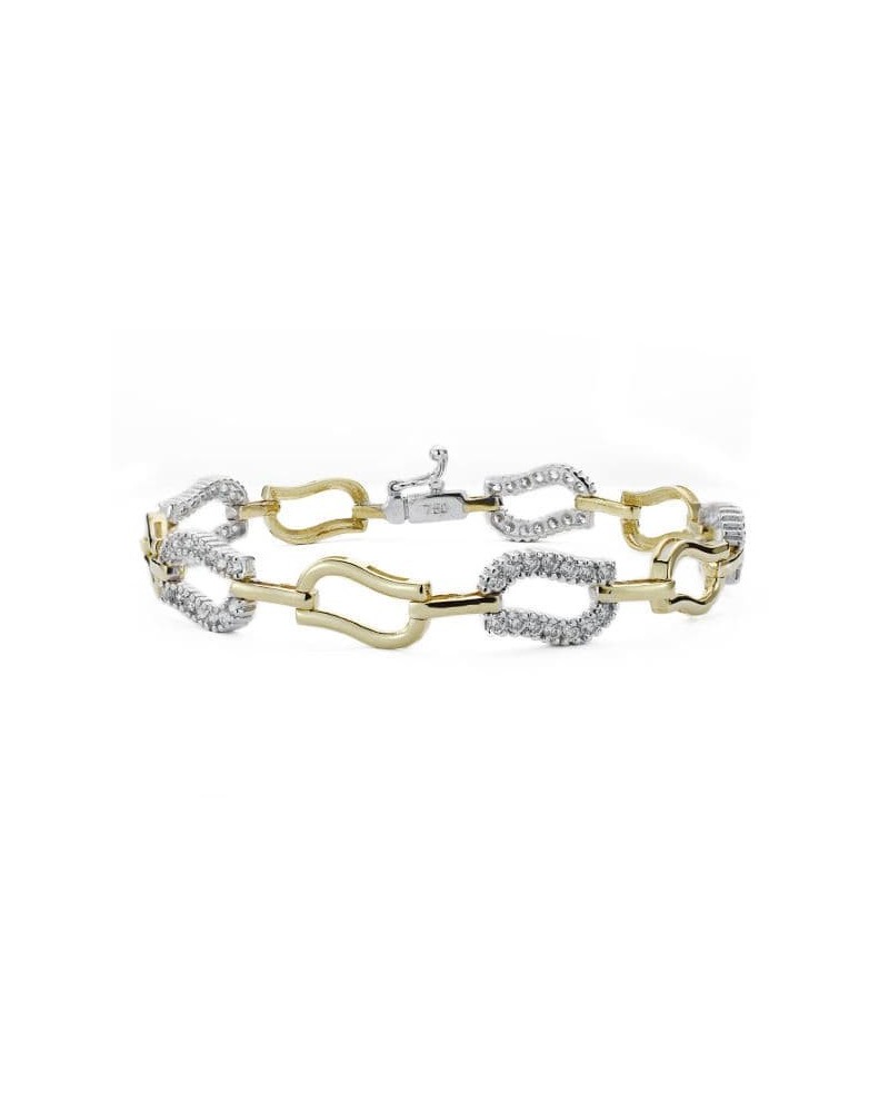 Pulsera oro 18k bicolor circonita eslabones 19cm
