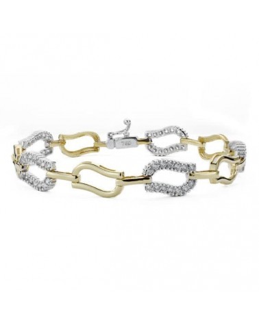 Pulsera oro 18k bicolor circonita eslabones 19cm