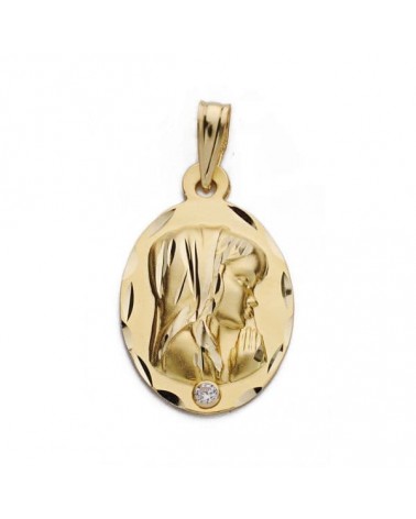 Medalla oro 18k Virgen Niña oval 22x14mm