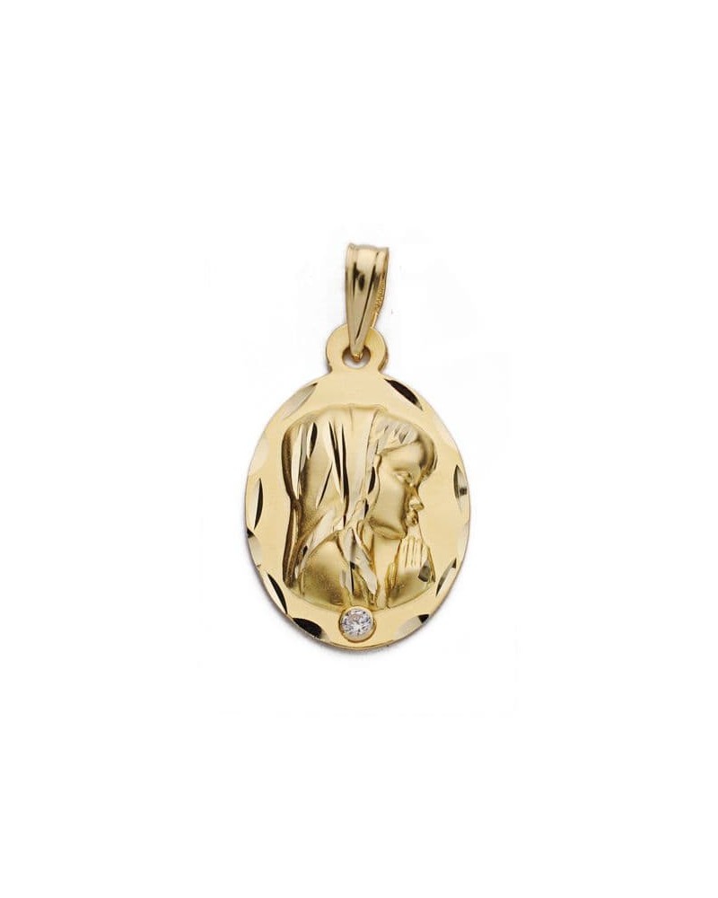 Medalla oro 18k Virgen Niña oval 22x14mm