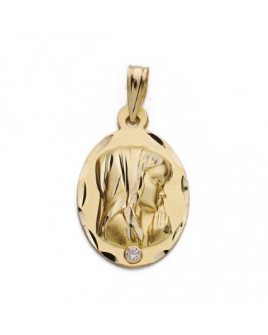 Medalla oro 18k Virgen Niña oval 22x14mm