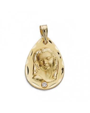 Medalla oro 18k Virgen Niña 22x14mm