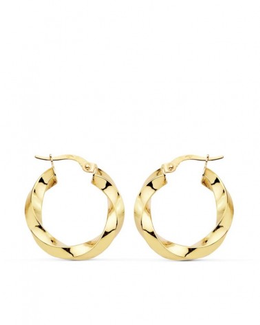 Aros oro 18k amarillo retorcidos 22mm brillo