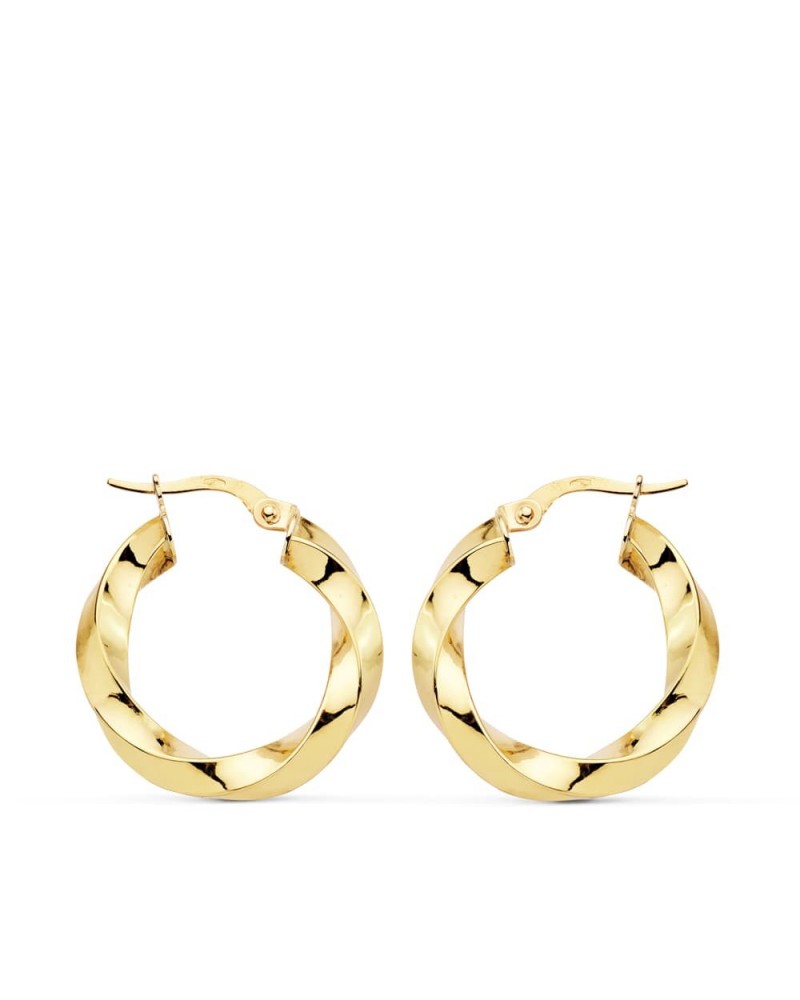 Aros oro 18k amarillo retorcidos 22mm brillo