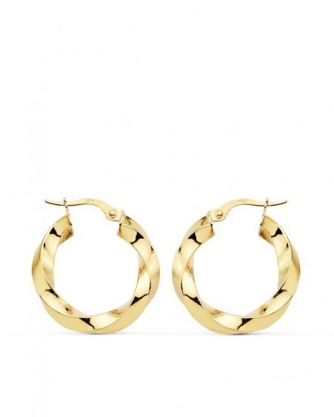Aros oro 18k amarillo retorcidos 22mm brillo