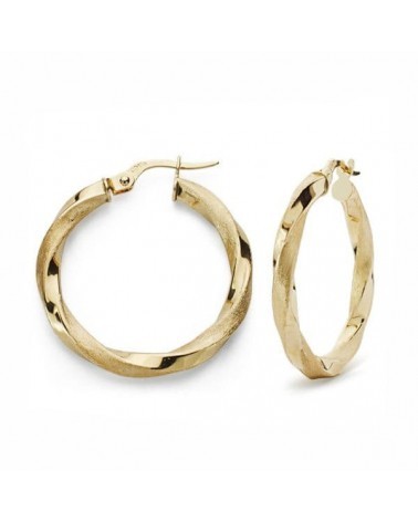 Aros oro 18k amarillo mate y brillo 25mm