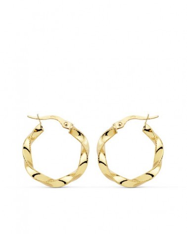 Aros oro 18k amarillo reliados 21mm