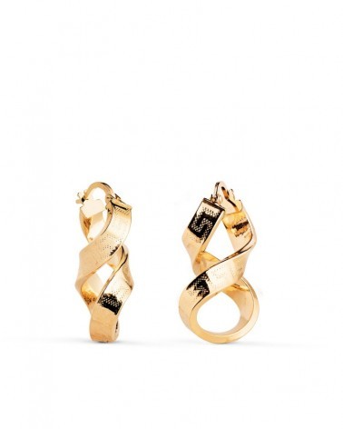 Aros oro 18k amarillo forma ocho greca hueca 26mm
