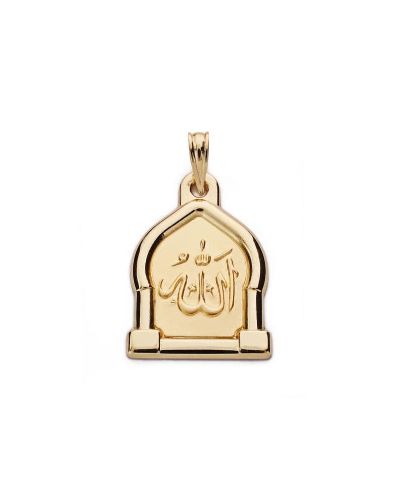 Medalla oro 18k árabe símbolos religiosos 24x24mm