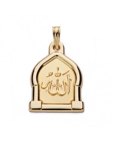 Medalla oro 18k árabe símbolos religiosos 24x24mm