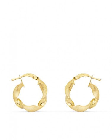 Aros oro 18k amarillo mate y brillo 17mm