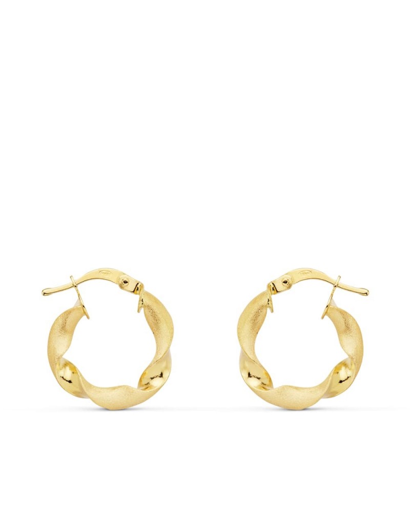 Aros oro 18k amarillo mate y brillo 17mm